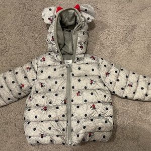 Like new toddler girls Disney gap Minnie Mouse puffer winter jacket size 18-24